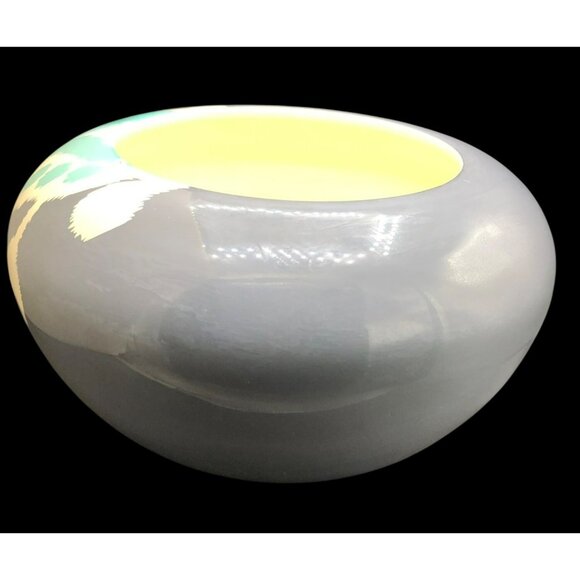 Artisans Angkor Cambodian Ikat Design Vase Planter Bowl Grey Turquoise 10.5" X 8 - Picture 7 of 9